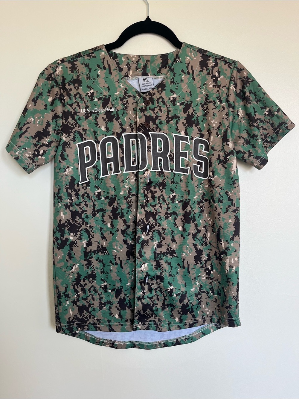Padres Youth Camo Baseball Jersey - Green